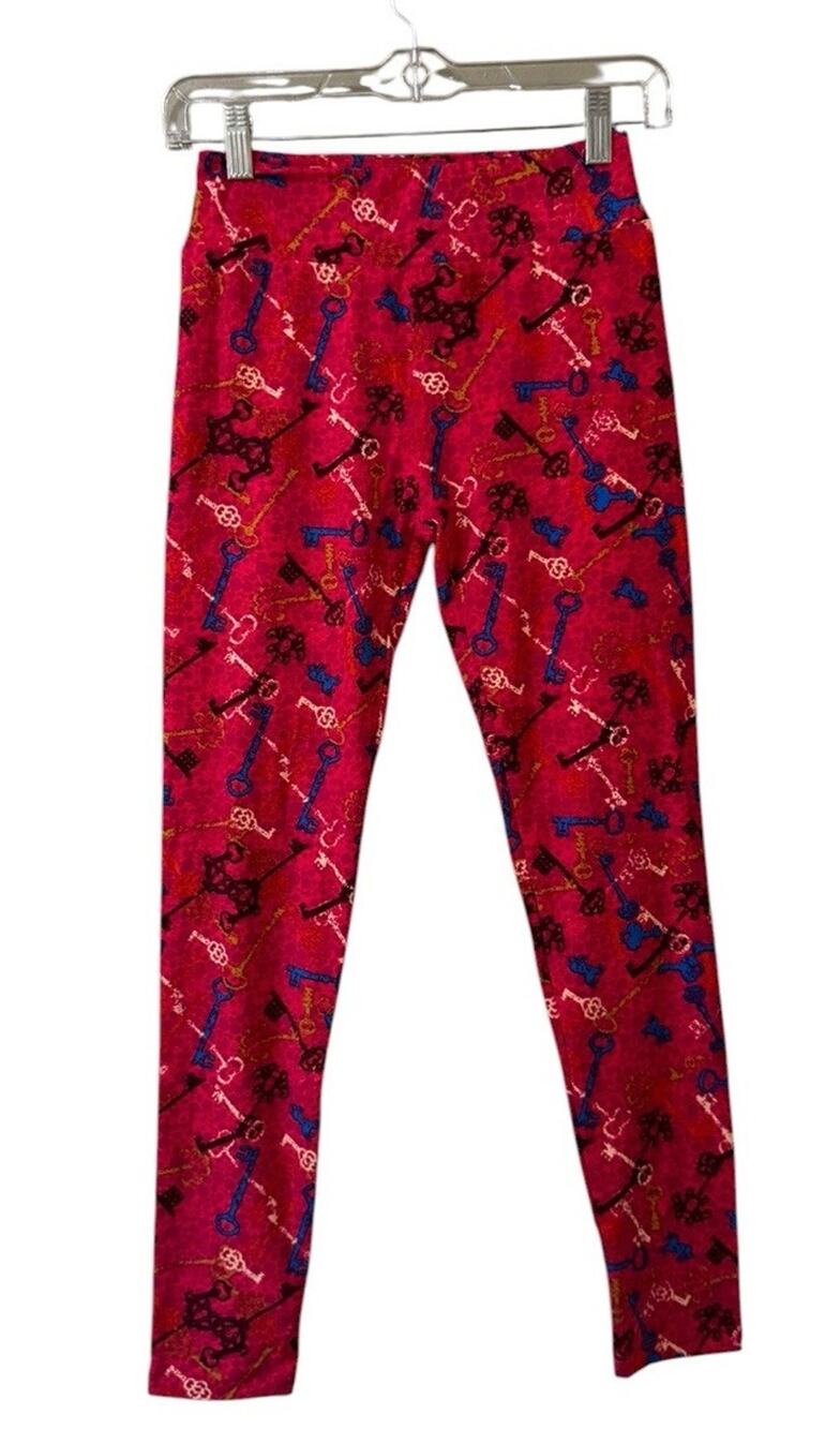LulaRoe Women Sz OS Leggings Stretch Skeleton Key Antique Rustic Vintage Style